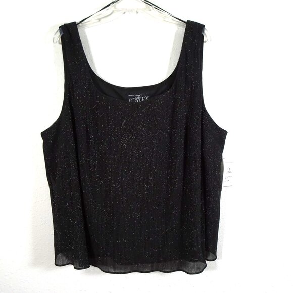 Alex Evenings Twinset Women’s Plus Size 3X Black Sparkle Cocktail Evening Flowy - Picture 6 of 14